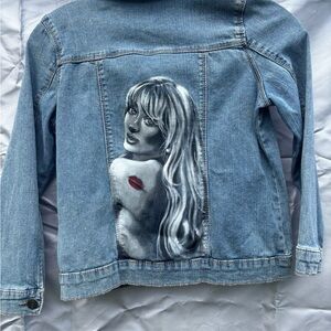 Custom hand-painted denim jacket. Fully washable. Sabrina Carpenter